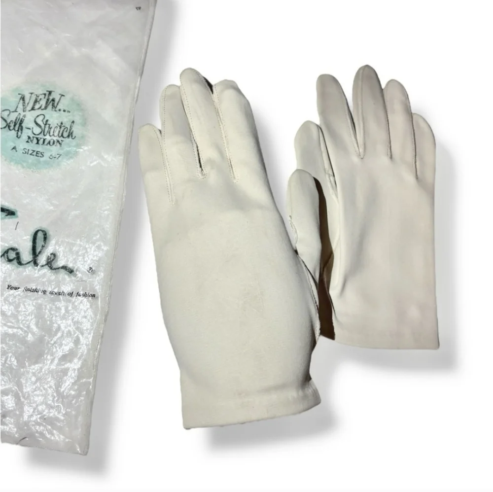 FINALE White Soft Stretch Nylon Short Day Gloves VINTAGE